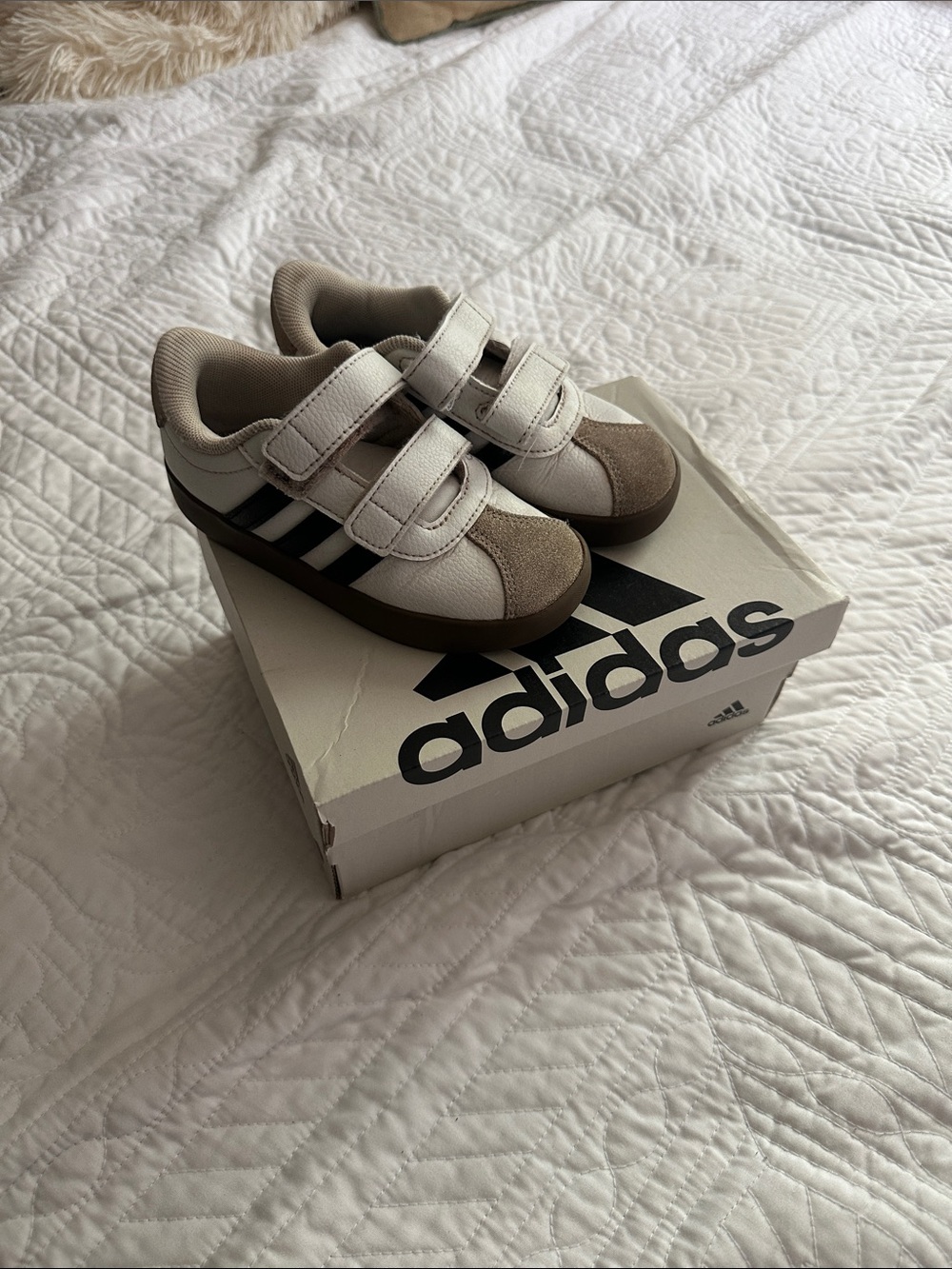 adidas Kids Velcro Sneakers in Beige, Brown and Black